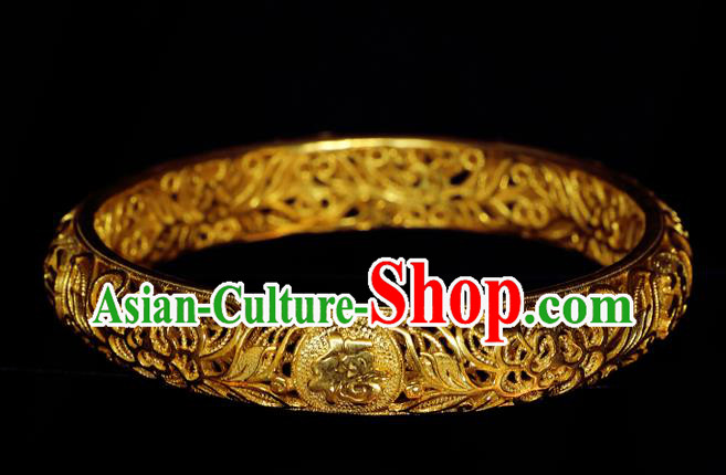 Handmade Chinese Traditional Ming Dynasty Empress Golden Bracelet Accessories Wedding Bangle Jewelry Handmade Chinese Traditional Ming Dynasty Empress Golden Bracelet Accessories Wedding Bangle Jewelry