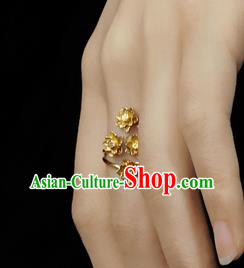 Handmade Chinese Traditional Golden Lotus Ring Accessories Wedding Circlet Jewelry Handmade Chinese Traditional Golden Lotus Ring Accessories Wedding Circlet Jewelry