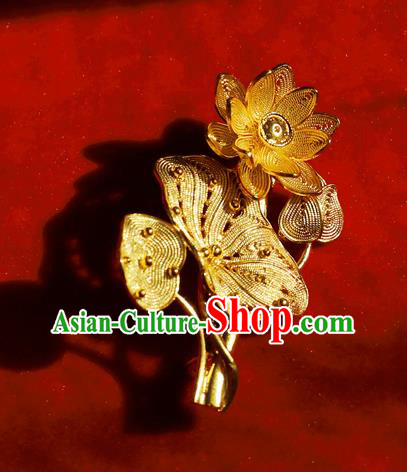 Handmade Chinese Cheongsam Golden Lotus Brooch Accessories Traditional Wedding Breastpin Jewelry Handmade Chinese Cheongsam Golden Lotus Brooch Accessories Traditional Wedding Breastpin Jewelry