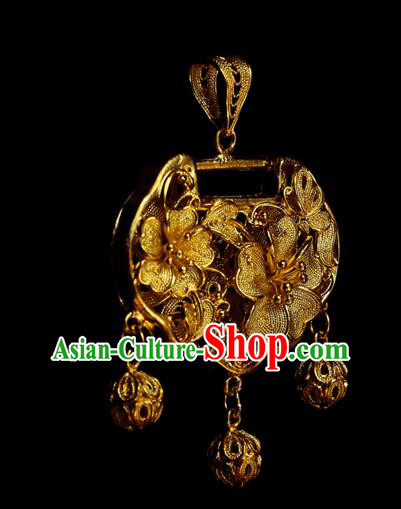 China Traditional Ming Dynasty Necklace Accessories Ancient Princess Golden Necklet Pendant China Traditional Ming Dynasty Necklace Accessories Ancient Princess Golden Necklet Pendant
