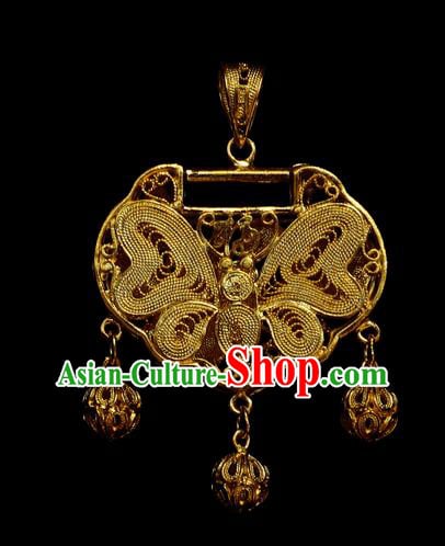 China Traditional Ming Dynasty Necklace Accessories Ancient Princess Golden Necklet Pendant China Traditional Ming Dynasty Necklace Accessories Ancient Princess Golden Necklet Pendant