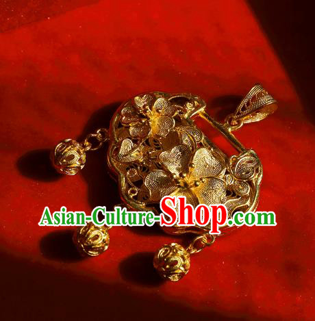 China Traditional Ming Dynasty Necklace Accessories Ancient Princess Golden Necklet Pendant China Traditional Ming Dynasty Necklace Accessories Ancient Princess Golden Necklet Pendant