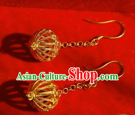 Chinese National Cheongsam Ear Jewelry Traditional Handmade Golden Earrings Accessories Chinese National Cheongsam Ear Jewelry Traditional Handmade Golden Earrings Accessories