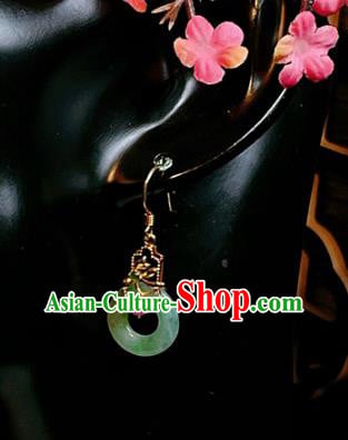 Handmade Chinese National Ear Accessories Traditional Culture Jewelry Cheongsam Jadeite Earrings Handmade Chinese National Ear Accessories Traditional Culture Jewelry Cheongsam Jadeite Earrings