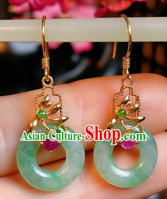 Handmade Chinese National Ear Accessories Traditional Culture Jewelry Cheongsam Jadeite Earrings Handmade Chinese National Ear Accessories Traditional Culture Jewelry Cheongsam Jadeite Earrings