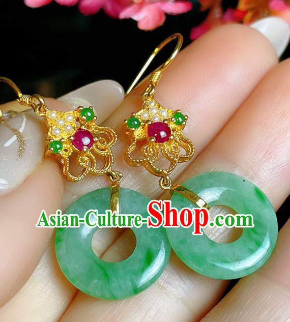 Handmade Chinese National Pearls Ear Accessories Traditional Culture Jadeite Jewelry Cheongsam Earrings Handmade Chinese National Pearls Ear Accessories Traditional Culture Jadeite Jewelry Cheongsam Earrings