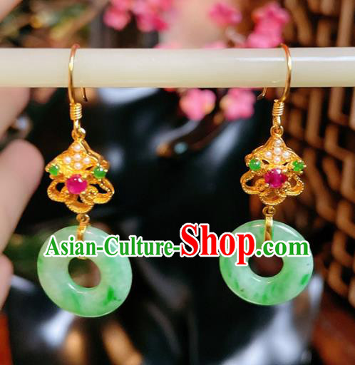 Handmade Chinese National Pearls Ear Accessories Traditional Culture Jadeite Jewelry Cheongsam Earrings Handmade Chinese National Pearls Ear Accessories Traditional Culture Jadeite Jewelry Cheongsam Earrings
