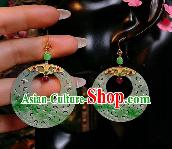 Chinese National Jadeite Earrings Traditional Jewelry Handmade Tourmaline Ear Accessories Chinese National Jadeite Earrings Traditional Jewelry Handmade Tourmaline Ear Accessories