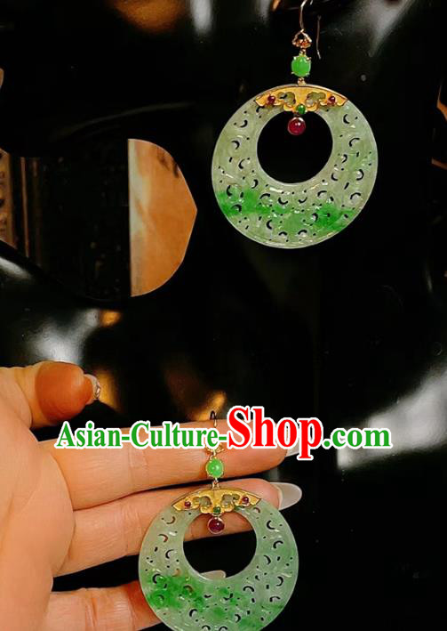 Chinese National Jadeite Earrings Traditional Jewelry Handmade Tourmaline Ear Accessories Chinese National Jadeite Earrings Traditional Jewelry Handmade Tourmaline Ear Accessories
