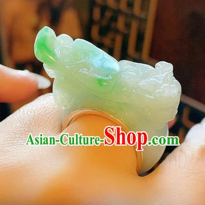 Top Chinese National Silver Ring Jewelry Traditional Handmade Accessories Jadeite Pi Xiu Circlet