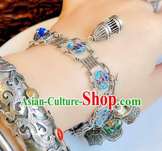 Handmade Chinese Cloisonne Fish Bat Bracelet Accessories Traditional Culture Jewelry Silver Bangle Handmade Chinese Cloisonne Fish Bat Bracelet Accessories Traditional Culture Jewelry Silver Bangle