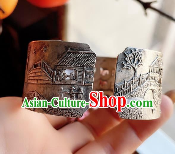 Handmade Chinese Silver Carving Bracelet Accessories Traditional Culture Jewelry Bangle Handmade Chinese Silver Carving Bracelet Accessories Traditional Culture Jewelry Bangle