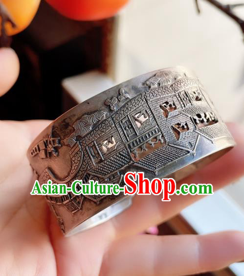 Handmade Chinese Silver Carving Bracelet Accessories Traditional Culture Jewelry Bangle Handmade Chinese Silver Carving Bracelet Accessories Traditional Culture Jewelry Bangle
