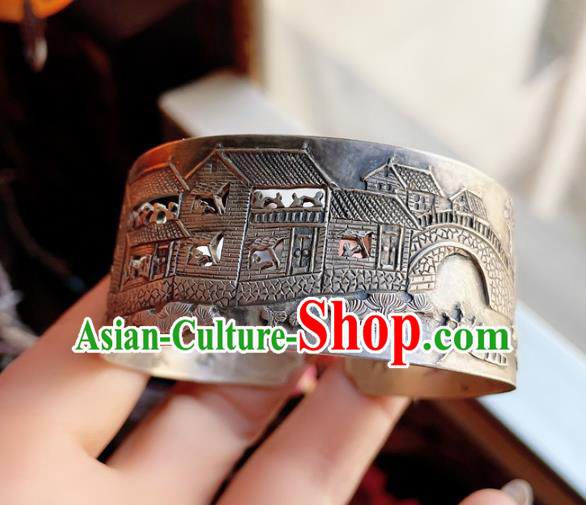 Handmade Chinese Silver Carving Bracelet Accessories Traditional Culture Jewelry Bangle Handmade Chinese Silver Carving Bracelet Accessories Traditional Culture Jewelry Bangle