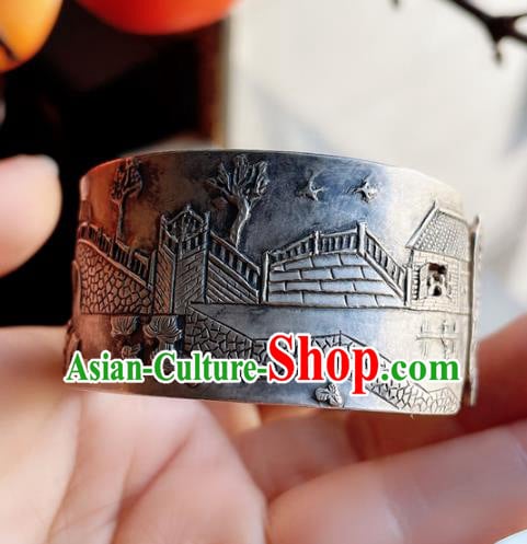 Handmade Chinese Silver Carving Bracelet Accessories Traditional Culture Jewelry Bangle Handmade Chinese Silver Carving Bracelet Accessories Traditional Culture Jewelry Bangle