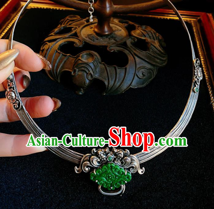 China Traditional Silver Necklace Accessories Handmade Wedding Jadeite Necklet Lock China Traditional Silver Necklace Accessories Handmade Wedding Jadeite Necklet Lock