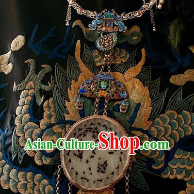 China Traditional Blueing Silver Necklace Accessories Handmade Wedding Jade Necklet Pendant