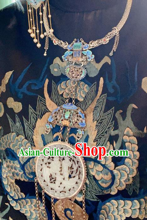 China Traditional Blueing Silver Necklace Accessories Handmade Wedding Jade Necklet Pendant China Traditional Blueing Silver Necklace Accessories Handmade Wedding Jade Necklet Pendant