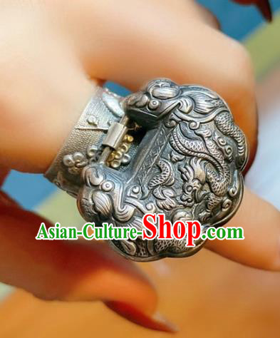 Chinese National Carving Dragon Ring Jewelry Traditional Handmade Accessories Retro Silver Circlet Chinese National Carving Dragon Ring Jewelry Traditional Handmade Accessories Retro Silver Circlet