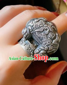 Chinese National Carving Dragon Ring Jewelry Traditional Handmade Accessories Retro Silver Circlet Chinese National Carving Dragon Ring Jewelry Traditional Handmade Accessories Retro Silver Circlet