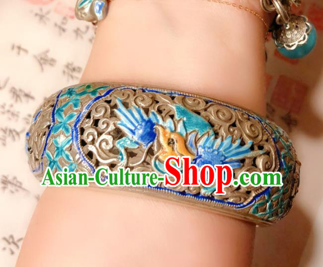 Handmade Chinese Blueing Silver Bracelet Accessories Traditional Culture Jewelry National Carving Dragon Bangle Handmade Chinese Blueing Silver Bracelet Accessories Traditional Culture Jewelry National Carving Dragon Bangle