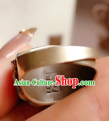 Chinese National Blueing Silver Ring Jewelry Traditional Handmade Accessories Retro Carving Lion Circlet Chinese National Blueing Silver Ring Jewelry Traditional Handmade Accessories Retro Carving Lion Circlet