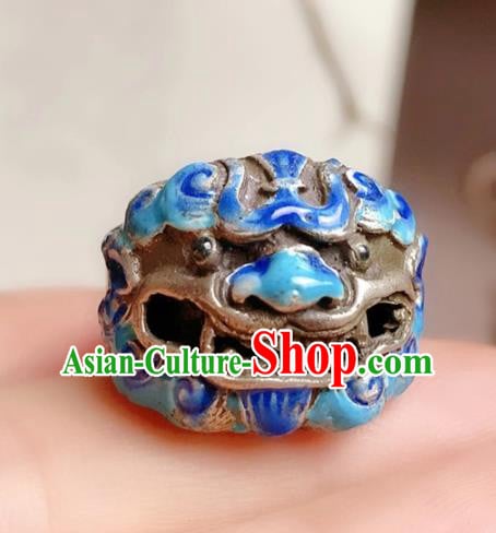 Chinese National Blueing Silver Ring Jewelry Traditional Handmade Accessories Retro Carving Lion Circlet Chinese National Blueing Silver Ring Jewelry Traditional Handmade Accessories Retro Carving Lion Circlet