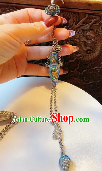Handmade Chinese Blueing Vase Bracelet Accessories Traditional Culture Jewelry National Silver Grape Bangle Handmade Chinese Blueing Vase Bracelet Accessories Traditional Culture Jewelry National Silver Grape Bangle