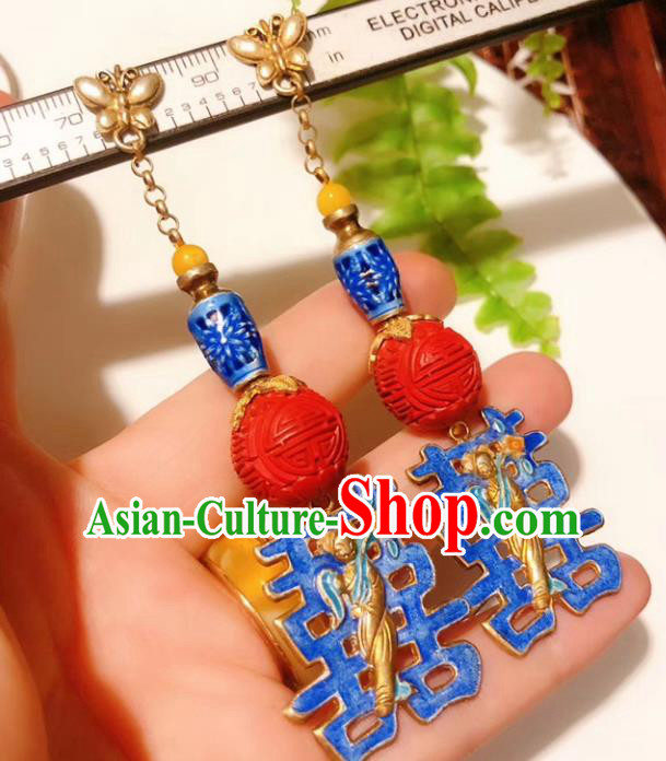 Chinese National Wedding Blueing Earrings Traditional Jewelry Handmade Carved Lacquerware Ear Accessories Chinese National Wedding Blueing Earrings Traditional Jewelry Handmade Carved Lacquerware Ear Accessories