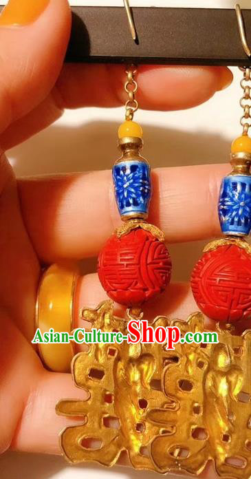 Chinese National Wedding Blueing Earrings Traditional Jewelry Handmade Carved Lacquerware Ear Accessories Chinese National Wedding Blueing Earrings Traditional Jewelry Handmade Carved Lacquerware Ear Accessories