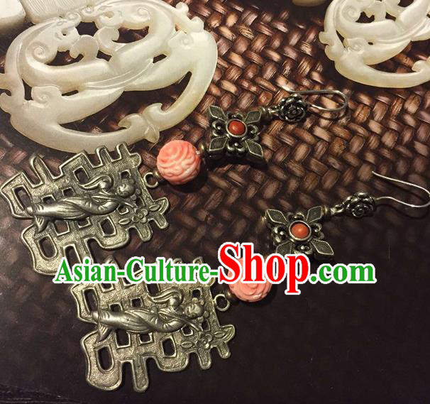 Chinese National Silver Earrings Traditional Jewelry Handmade Wedding Ear Accessories Chinese National Silver Earrings Traditional Jewelry Handmade Wedding Ear Accessories
