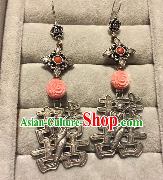 Chinese National Silver Earrings Traditional Jewelry Handmade Wedding Ear Accessories Chinese National Silver Earrings Traditional Jewelry Handmade Wedding Ear Accessories