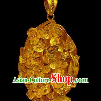 China Traditional Hanfu Necklace Accessories Ancient Princess Golden Flowers Necklet Pendant