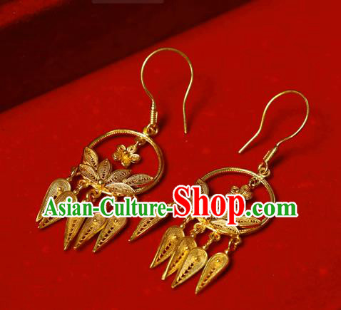 Chinese Traditional Hanfu Golden Lotus Earrings Accessories Ancient Empress Ear Jewelry Chinese Traditional Hanfu Golden Lotus Earrings Accessories Ancient Empress Ear Jewelry