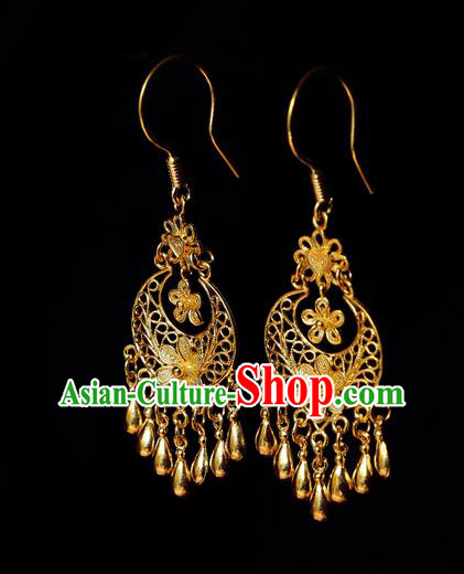 Chinese Traditional Earrings Accessories Ancient Empress Golden Flowers Ear Jewelry Chinese Traditional Earrings Accessories Ancient Empress Golden Flowers Ear Jewelry