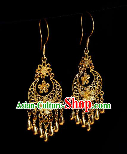 Chinese Traditional Earrings Accessories Ancient Empress Golden Flowers Ear Jewelry Chinese Traditional Earrings Accessories Ancient Empress Golden Flowers Ear Jewelry