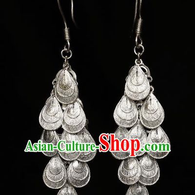Chinese National Silver Scale Ear Accessories Traditional Cheongsam Earrings Jewelry