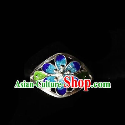 Handmade Chinese Silver Circlet Accessories Traditional Cloisonne Ring Jewelry