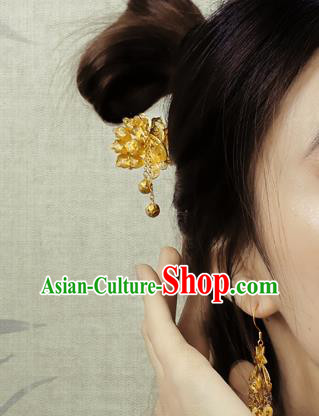 China Traditional Cheongsam Hair Accessories Handmade Golden Peacock Tassel Hairpin China Traditional Cheongsam Hair Accessories Handmade Golden Peacock Tassel Hairpin