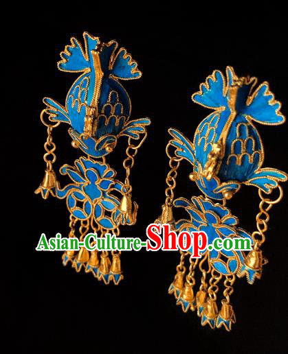 Chinese National Tassel Ear Accessories Traditional Cheongsam Cloisonne Fish Earrings Jewelry Chinese National Tassel Ear Accessories Traditional Cheongsam Cloisonne Fish Earrings Jewelry