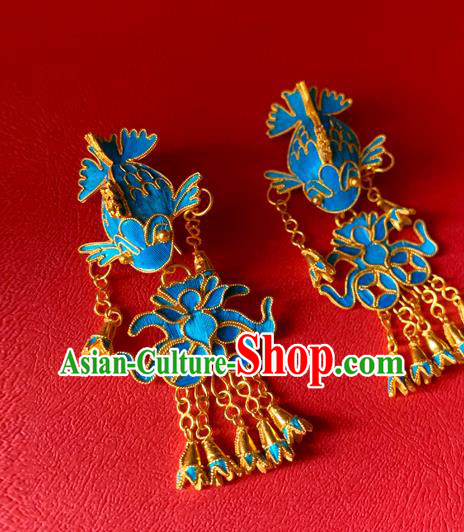 Chinese National Tassel Ear Accessories Traditional Cheongsam Cloisonne Fish Earrings Jewelry Chinese National Tassel Ear Accessories Traditional Cheongsam Cloisonne Fish Earrings Jewelry