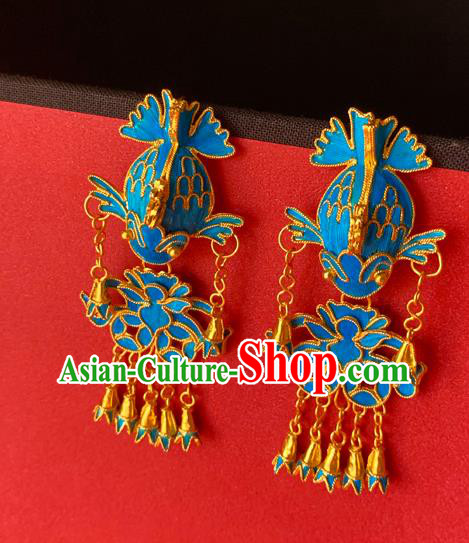 Chinese National Tassel Ear Accessories Traditional Cheongsam Cloisonne Fish Earrings Jewelry Chinese National Tassel Ear Accessories Traditional Cheongsam Cloisonne Fish Earrings Jewelry