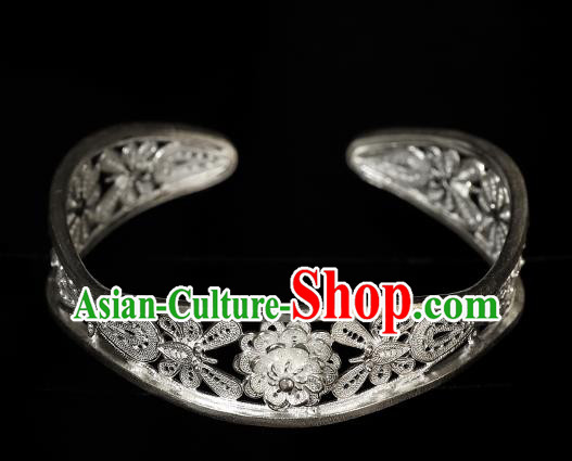 Handmade Chinese Cheongsam Silver Bangle Accessories Traditional Bracelet Jewelry Handmade Chinese Cheongsam Silver Bangle Accessories Traditional Bracelet Jewelry