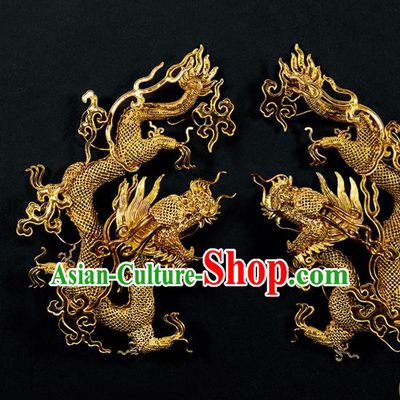 China Handmade Filigree Dragon Hairpin Traditional Qing Dynasty Empress Hair Stick Ancient Queen Hair Accessories