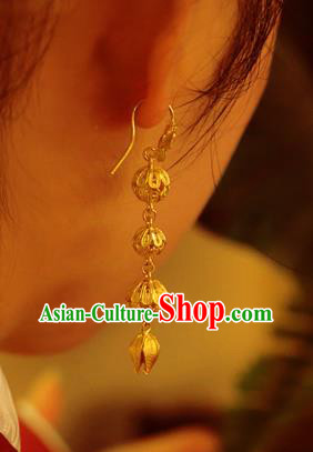 Chinese National Wedding Ear Accessories Traditional Cheongsam Golden Butterfly Earrings Jewelry Chinese National Wedding Ear Accessories Traditional Cheongsam Golden Butterfly Earrings Jewelry