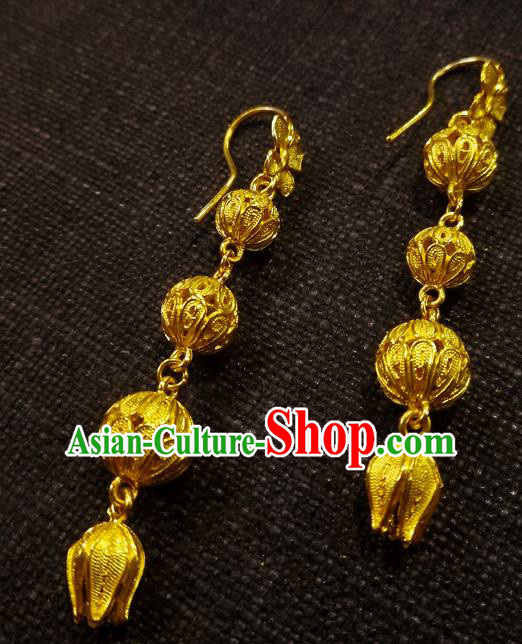 Chinese National Wedding Ear Accessories Traditional Cheongsam Golden Butterfly Earrings Jewelry Chinese National Wedding Ear Accessories Traditional Cheongsam Golden Butterfly Earrings Jewelry