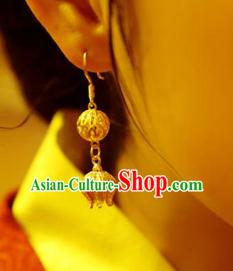 Chinese Traditional Cheongsam Golden Earrings Jewelry National Wedding Ear Accessories Chinese Traditional Cheongsam Golden Earrings Jewelry National Wedding Ear Accessories