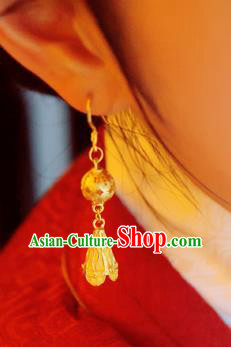 Chinese Wedding Golden Ear Accessories Traditional Cheongsam Earrings National Jewelry Chinese Wedding Golden Ear Accessories Traditional Cheongsam Earrings National Jewelry
