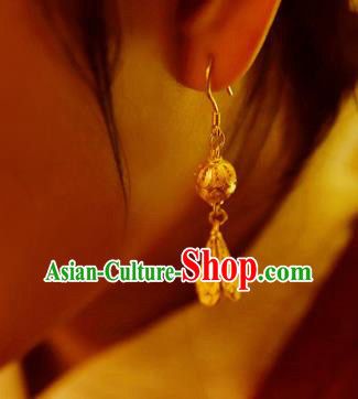 Chinese Wedding Golden Ear Accessories Traditional Cheongsam Earrings National Jewelry Chinese Wedding Golden Ear Accessories Traditional Cheongsam Earrings National Jewelry