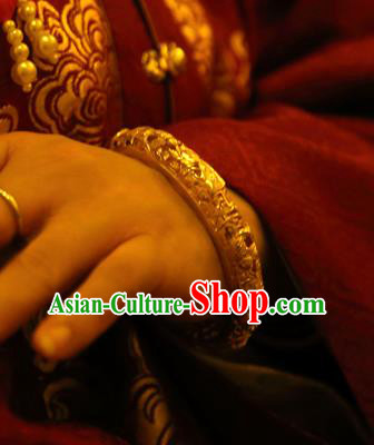 Handmade Chinese Wedding Bracelet Accessories Traditional Ancient Bride Golden Bangle Jewelry Handmade Chinese Wedding Bracelet Accessories Traditional Ancient Bride Golden Bangle Jewelry